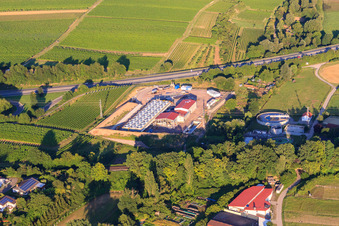 Oblique view of Geothermal plant of Pfalzwerke geofuture GmbH at Insheim on the A65 in Insheim in the state Rhineland-Palatinate, Germany