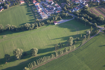 Drone image of District Billigheim in Billigheim-Ingenheim in the state Rhineland-Palatinate, Germany