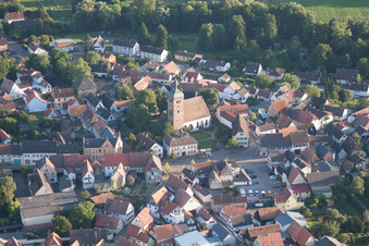 Oblique view of Evangelical St. Martin's Church in the district Billigheim in Billigheim-Ingenheim in the state Rhineland-Palatinate, Germany