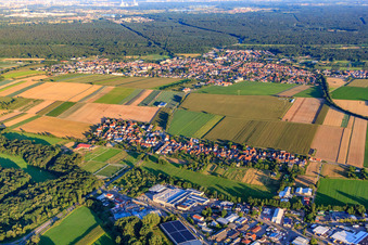 Village view from the north in the district Minderslachen in Kandel in the state Rhineland-Palatinate, Germany seen from above
