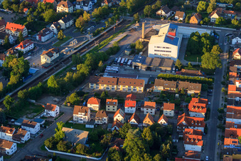 Aerial view of Mozartstraße Beethovenstr in Kandel in the state Rhineland-Palatinate, Germany