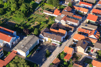 Oblique view of Raiffeisenstr in Minfeld in the state Rhineland-Palatinate, Germany