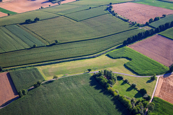 Oblique view of Model airfield of the MFC Bad Bergzabern in Oberotterbach in the state Rhineland-Palatinate, Germany