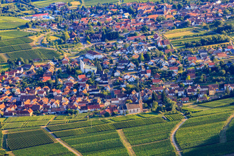 Wine-growing town from the north in the district Rechtenbach in Schweigen-Rechtenbach in the state Rhineland-Palatinate, Germany