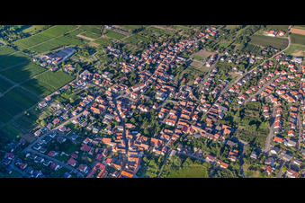Village overview from the west in Oberotterbach in the state Rhineland-Palatinate, Germany