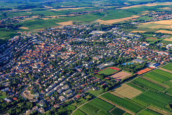 Aerial photograpy of City view from the southwest in Bad Bergzabern in the state Rhineland-Palatinate, Germany