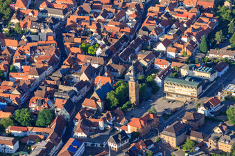 Messplatz with Sparkasse Südpfalz in Bad Bergzabern in the state Rhineland-Palatinate, Germany