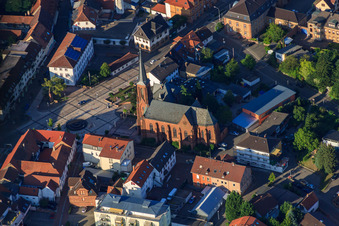 Ludwigsplatz with St. Martin in Bad Bergzabern in the state Rhineland-Palatinate, Germany