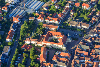 Castle Bad Bergzabern in Bad Bergzabern in the state Rhineland-Palatinate, Germany seen from above