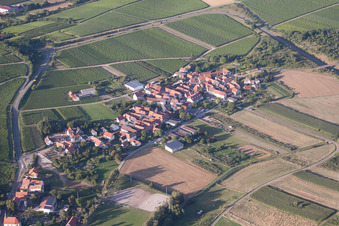 District Oberhofen in Pleisweiler-Oberhofen in the state Rhineland-Palatinate, Germany seen from above