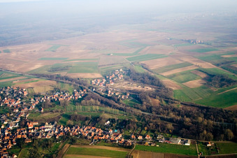 Aerial view of Riedseltz in the state Bas-Rhin, France