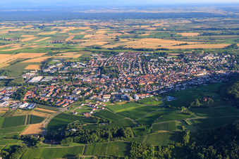 Aerial photograpy of City view from the northwest in Bad Bergzabern in the state Rhineland-Palatinate, Germany