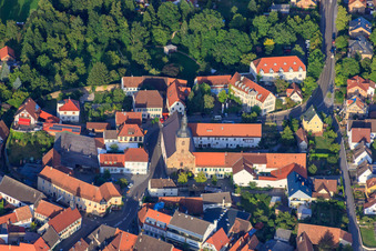 Aerial photograpy of Collegiate Church in Klingenmünster in the state Rhineland-Palatinate, Germany