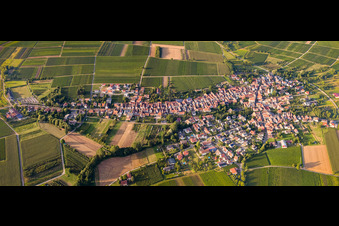 Village overview from the south in Göcklingen in the state Rhineland-Palatinate, Germany