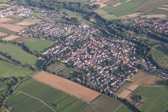Aerial photograpy of District Billigheim in Billigheim-Ingenheim in the state Rhineland-Palatinate, Germany