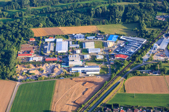 Aerial photograpy of Große Ahlmühle commercial area in Rohrbach in the state Rhineland-Palatinate, Germany