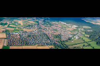 City overview from the west in Herxheim bei Landau in the state Rhineland-Palatinate, Germany
