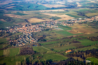 Village view from the south in Kapsweyer in the state Rhineland-Palatinate, Germany