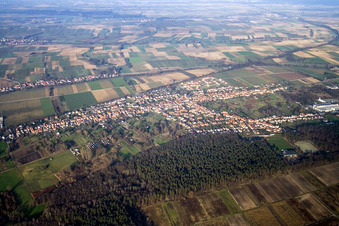 Aerial view of From the southwest in the district Schaidt in Wörth am Rhein in the state Rhineland-Palatinate, Germany