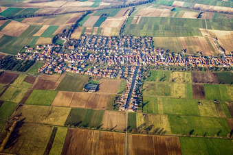 Village view from the south in Freckenfeld in the state Rhineland-Palatinate, Germany