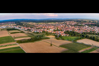 City view from NW in Rülzheim in the state Rhineland-Palatinate, Germany