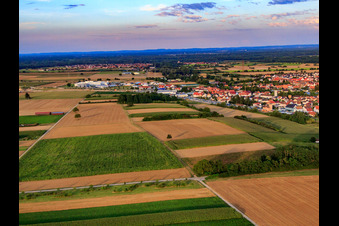 Aerial view of City view from NW in Rülzheim in the state Rhineland-Palatinate, Germany