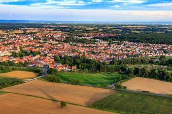 Oblique view of City view from NW in Rülzheim in the state Rhineland-Palatinate, Germany