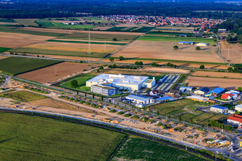 New building DBK David + Baader GmbH in Rülzheim in the state Rhineland-Palatinate, Germany from above