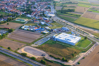 New building DBK David + Baader GmbH in Rülzheim in the state Rhineland-Palatinate, Germany viewn from the air