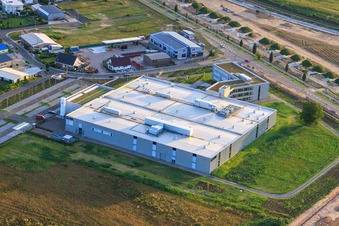Drone image of New building DBK David + Baader GmbH in Rülzheim in the state Rhineland-Palatinate, Germany