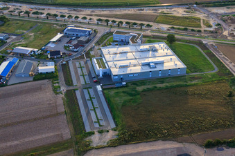 New building DBK David + Baader GmbH in Rülzheim in the state Rhineland-Palatinate, Germany from a drone