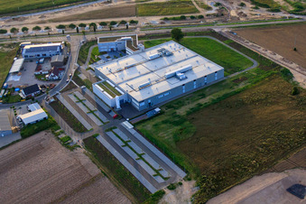 Oblique view of New building DBK David + Baader GmbH in Rülzheim in the state Rhineland-Palatinate, Germany