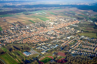 City view from the southwest in Kandel in the state Rhineland-Palatinate, Germany seen from above