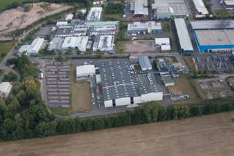 Aerial view of Industrial area Landau East Am Hölzel in Landau in der Pfalz in the state Rhineland-Palatinate, Germany