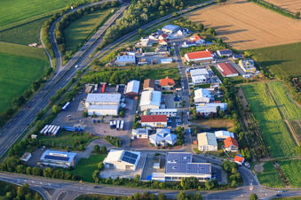 Werkstraße industrial estate with INP Deutschland GmbH in the district Berghausen in Römerberg in the state Rhineland-Palatinate, Germany