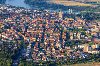 City overview to the Rhine from the southwest in Speyer in the state Rhineland-Palatinate, Germany