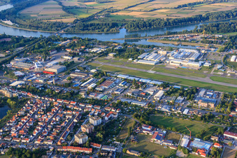 Industrial estate Industriestraße at the airport Speyer in Speyer in the state Rhineland-Palatinate, Germany
