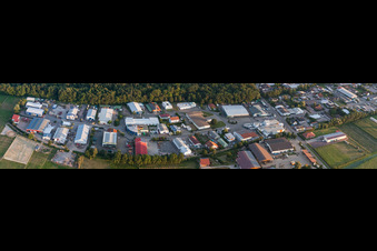 Panorama of the Am Gäxwald commercial area in Herxheim bei Landau in the state Rhineland-Palatinate, Germany