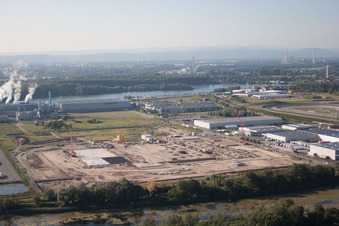 Oberwald industrial area in Wörth am Rhein in the state Rhineland-Palatinate, Germany out of the air