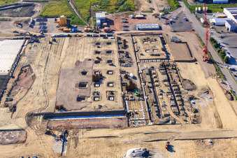 Construction site for MEG Wörth am Rhein GmbH in the Oberwald industrial area in Wörth am Rhein in the state Rhineland-Palatinate, Germany