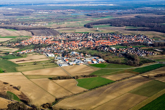 From the southwest in the district Liedolsheim in Dettenheim in the state Baden-Wuerttemberg, Germany