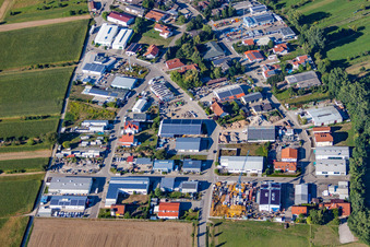 Industrial estate and company settlement South in the district Liedolsheim in Dettenheim in the state Baden-Wurttemberg, Germany