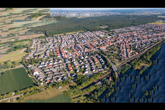 Aerial view of Panorama in the district Neudorf in Graben-Neudorf in the state Baden-Wuerttemberg, Germany