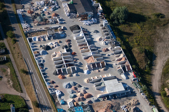 Aerial view of Gartenkies, Badische Terrazzo Handels- gesellschaft mbH in the district Neudorf in Graben-Neudorf in the state Baden-Wurttemberg, Germany
