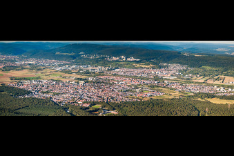 Panorama of Leimen, Sandhausen from the southwest in Sandhausen in the state Baden-Wuerttemberg, Germany