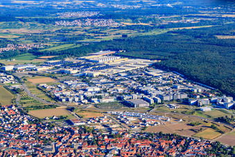 Aerial view of Industrial Park South with SAP Deutschland SE & Co. KG (WDF21) in Walldorf in the state Baden-Wuerttemberg, Germany