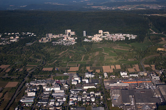 Aerial view of Boxberg/Emmertsgrund in the district Emmertsgrund in Heidelberg in the state Baden-Wuerttemberg, Germany