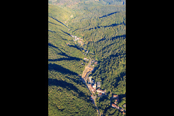 Kanzelbachtal from the west with Heinrich Kling Mälzerei GmbH & Co. KG in Schriesheim in the state Baden-Wuerttemberg, Germany