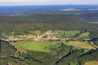 View of the Odenwald from the west in the district Unter-Abtsteinach in Abtsteinach in the state Hesse, Germany