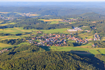 View of the Odenwald from the west in the district Ober-Abtsteinach in Abtsteinach in the state Hesse, Germany